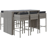 vidaXL 7-Piece Garden Bar Set with Cushions Poly Rattan Brown