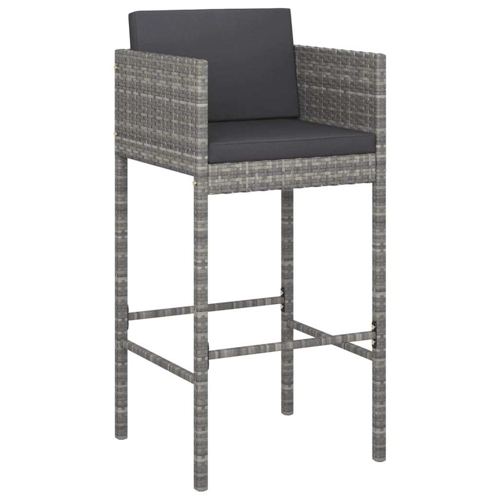 vidaXL 7-Piece Garden Bar Set with Cushions Poly Rattan Brown