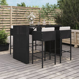 vidaXL 5-delige Tuinbarset met kussens poly rattan bruin