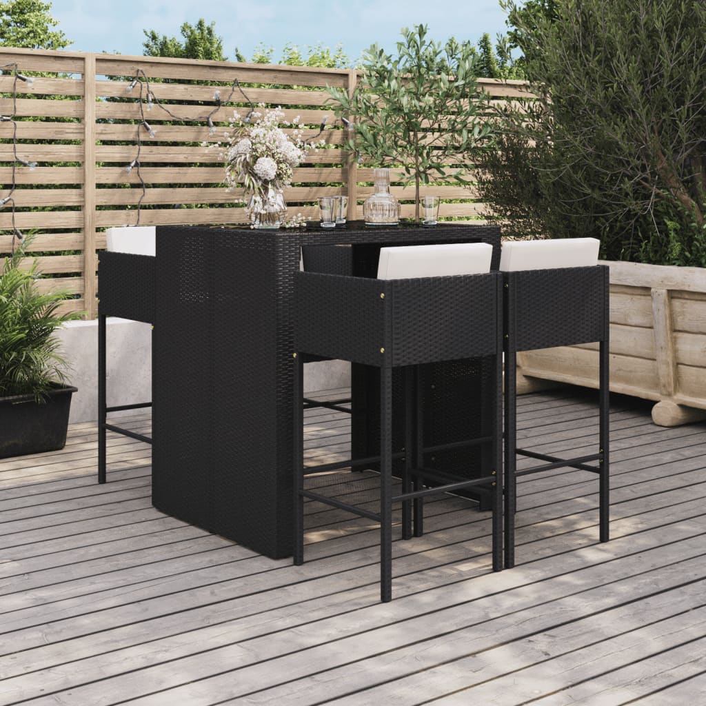 vidaXL 5-delige Tuinbarset met kussens poly rattan bruin
