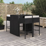vidaXL 5-delige Tuinbarset met kussens poly rattan bruin