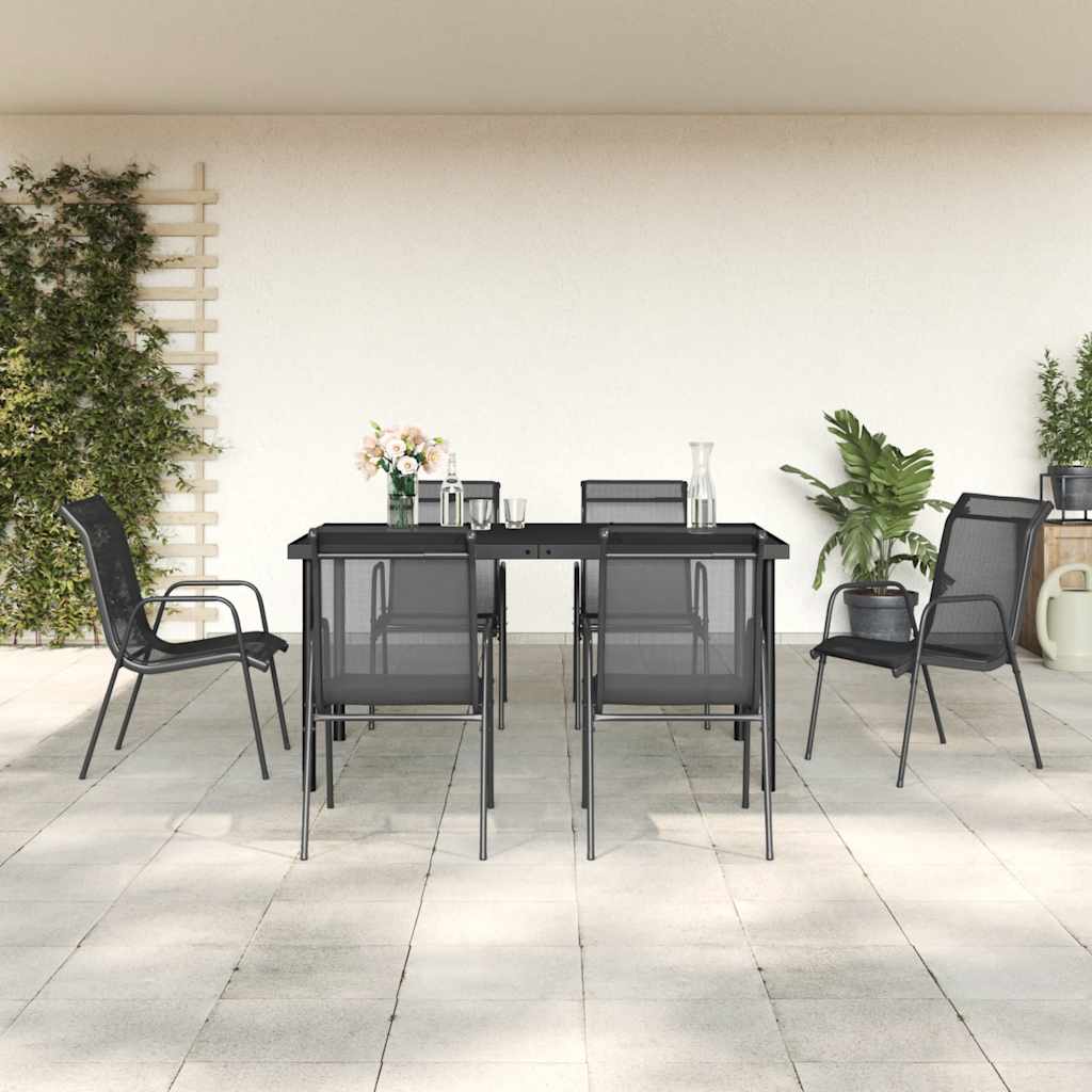 vidaXL 5-delige Tuinset textileen en staal zwart