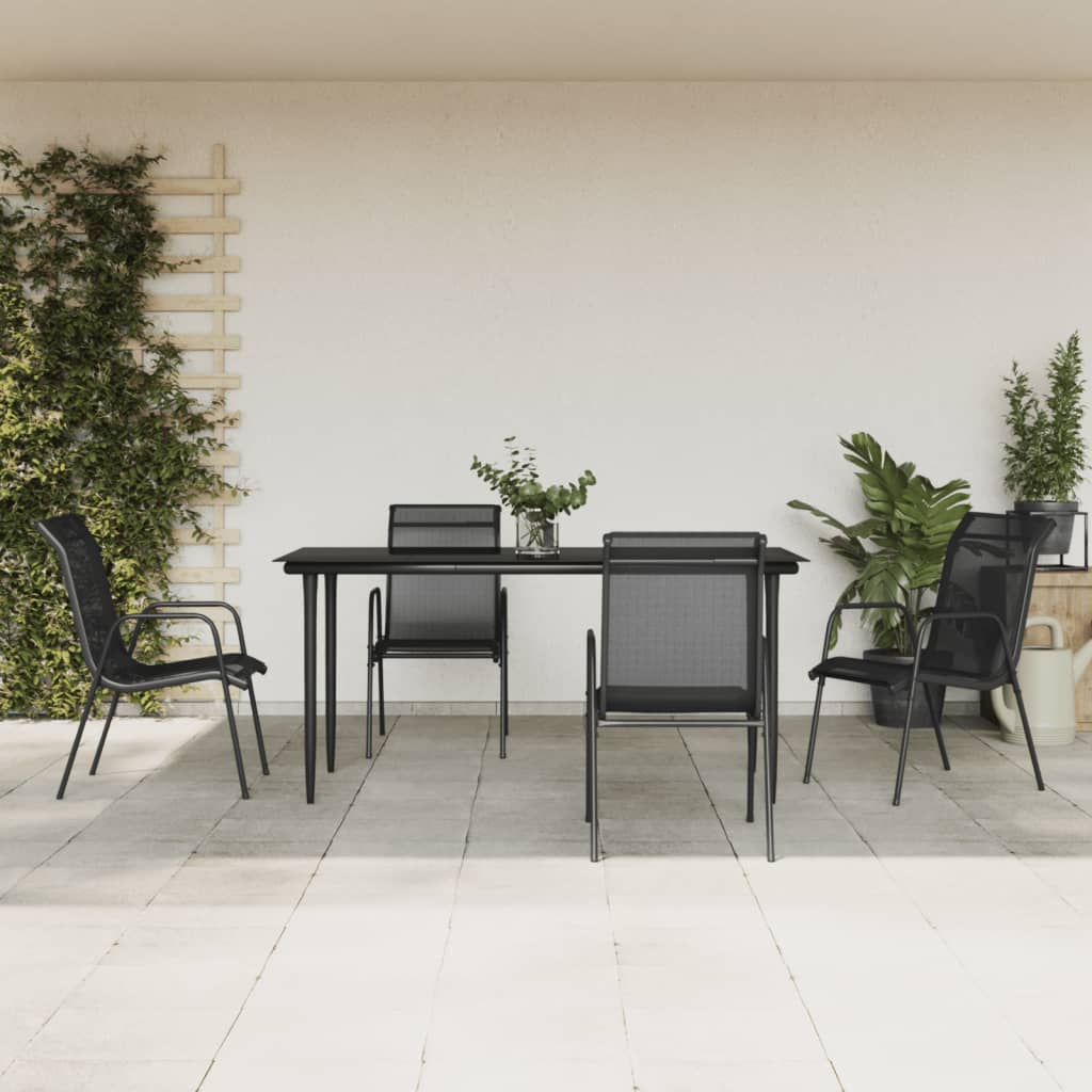 vidaXL 3-Piece Garden Dining Set Textilene and Steel Black