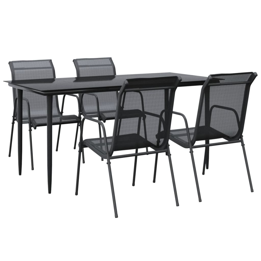 vidaXL 3-Piece Garden Dining Set Textilene and Steel Black
