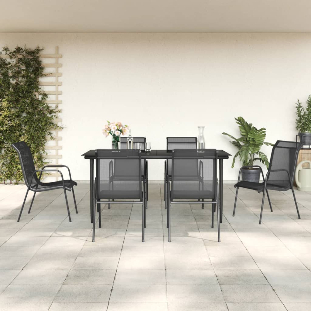 vidaXL 3-Piece Garden Dining Set Textilene and Steel Black