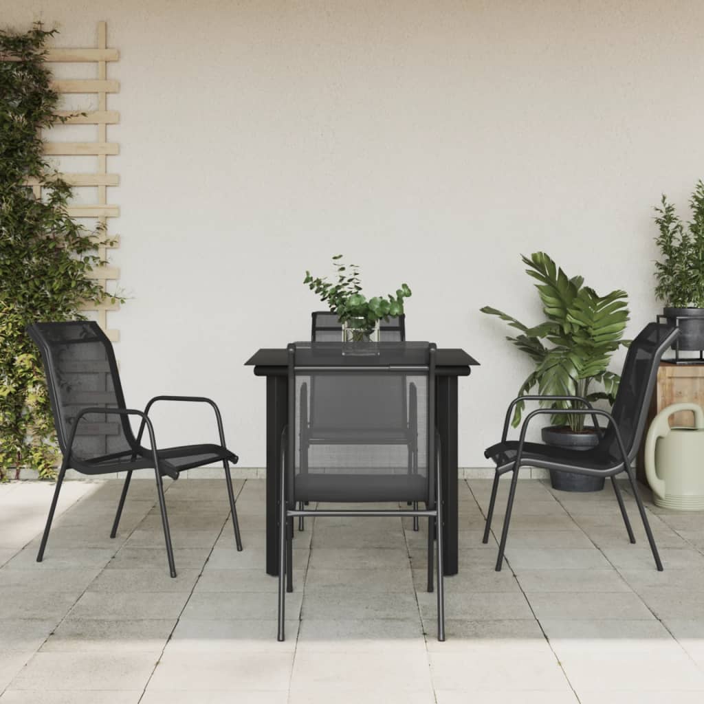 vidaXL 3-piece Garden Lounge Set Textilene and Steel Black