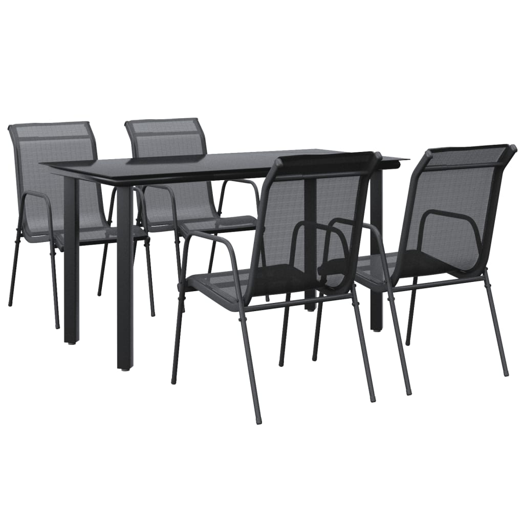 vidaXL 3-piece Garden Lounge Set Textilene and Steel Black