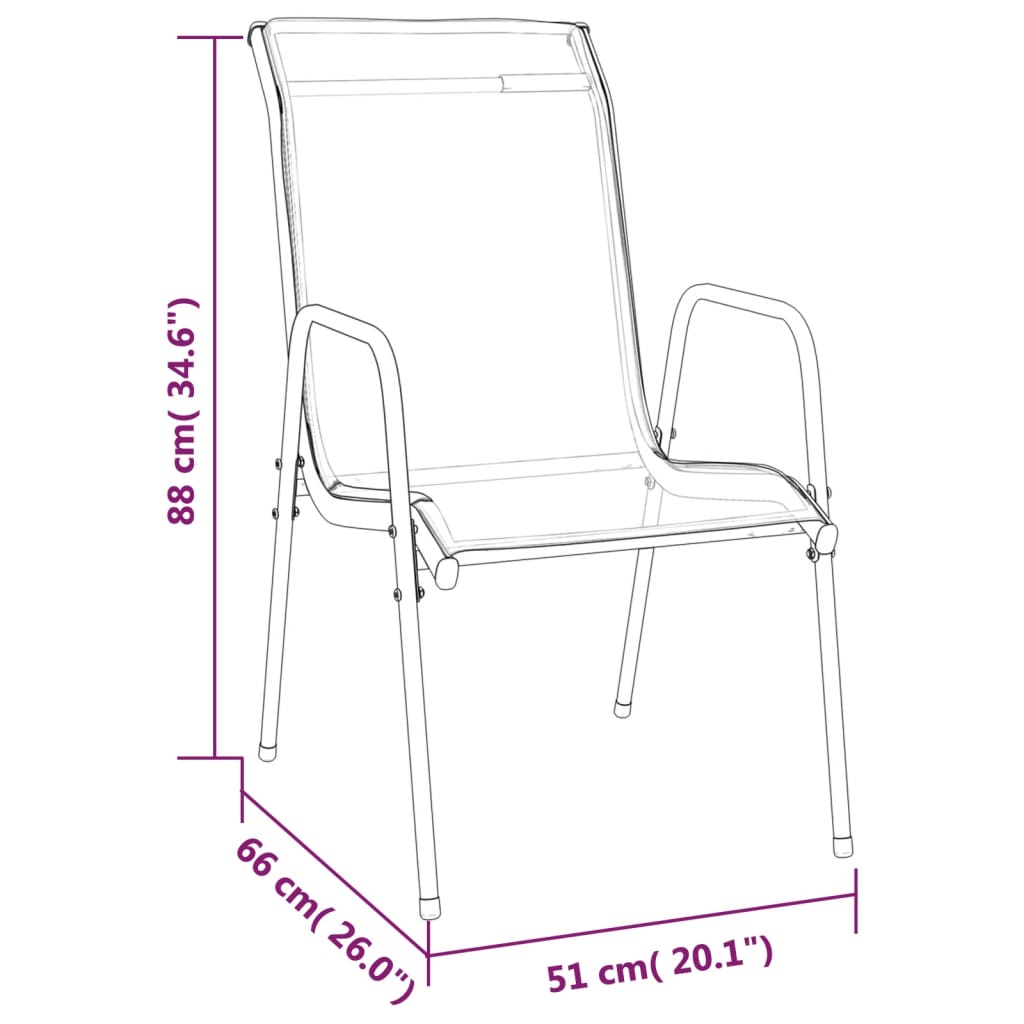 vidaXL 3-piece Garden Lounge Set Textilene and Steel Black