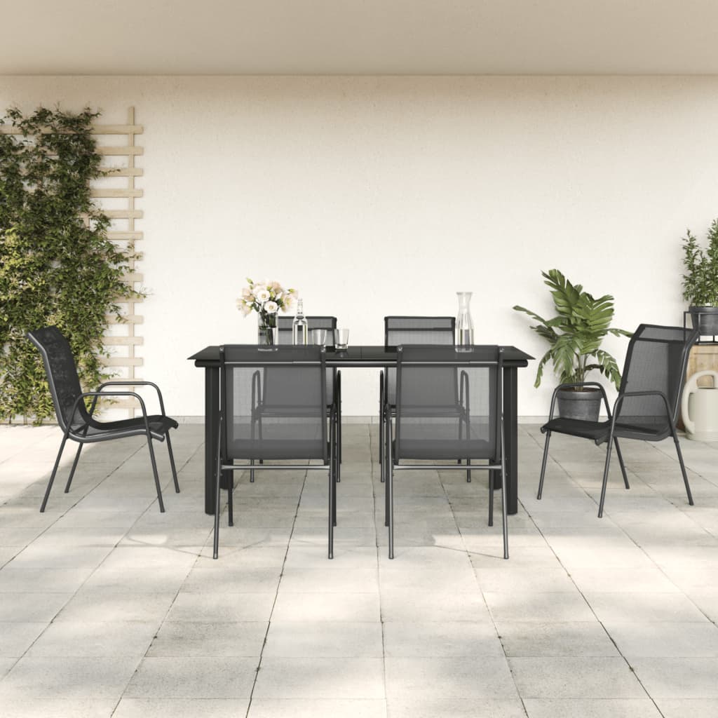 vidaXL 3-piece Garden Lounge Set Textilene and Steel Black