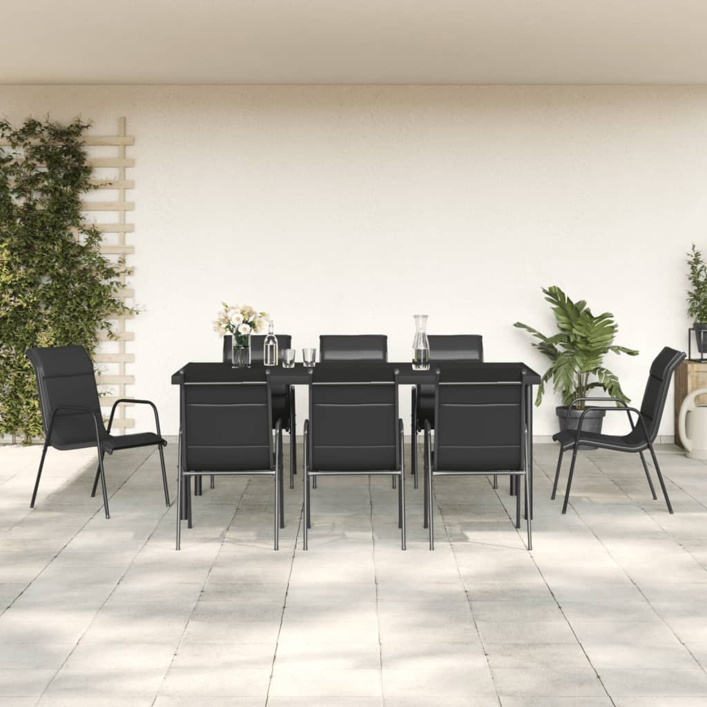 vidaXL 5-delige Tuinset textileen en staal zwart