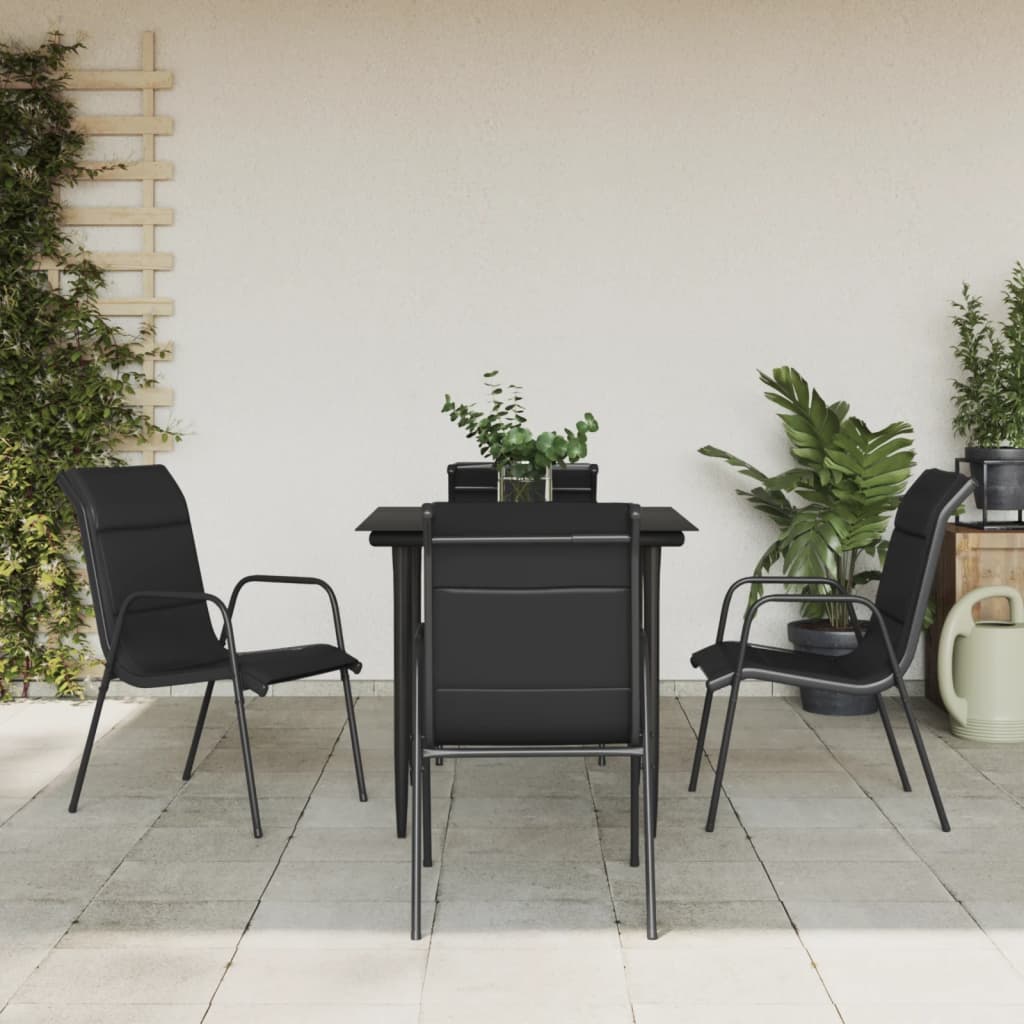 vidaXL 3-Piece Garden Dining Set Textilene and Steel Black