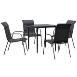 vidaXL 3-Piece Garden Dining Set Textilene and Steel Black