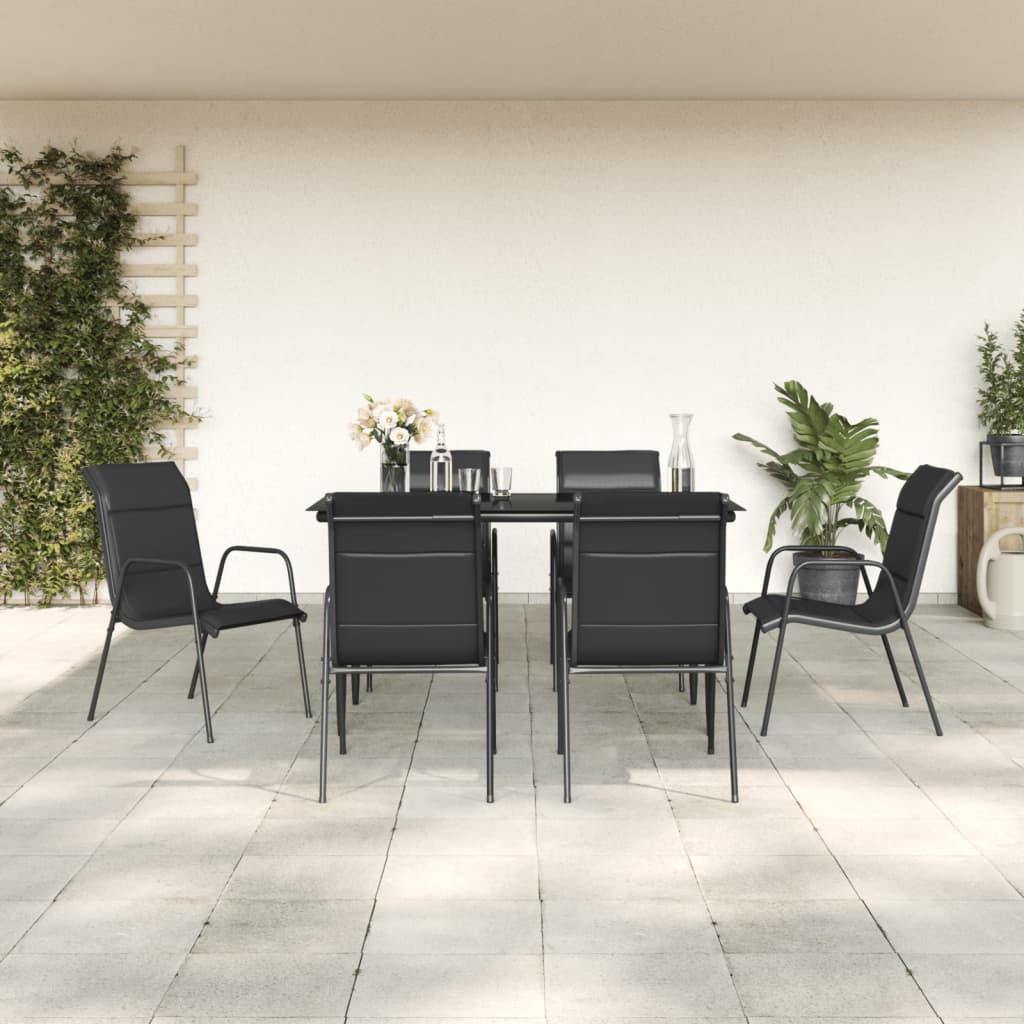 vidaXL 3-Piece Garden Dining Set Textilene and Steel Black
