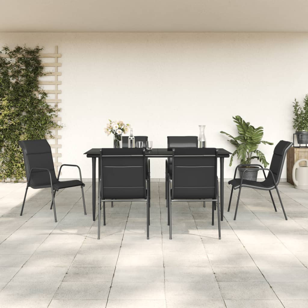 vidaXL 3-Piece Garden Dining Set Textilene and Steel Black