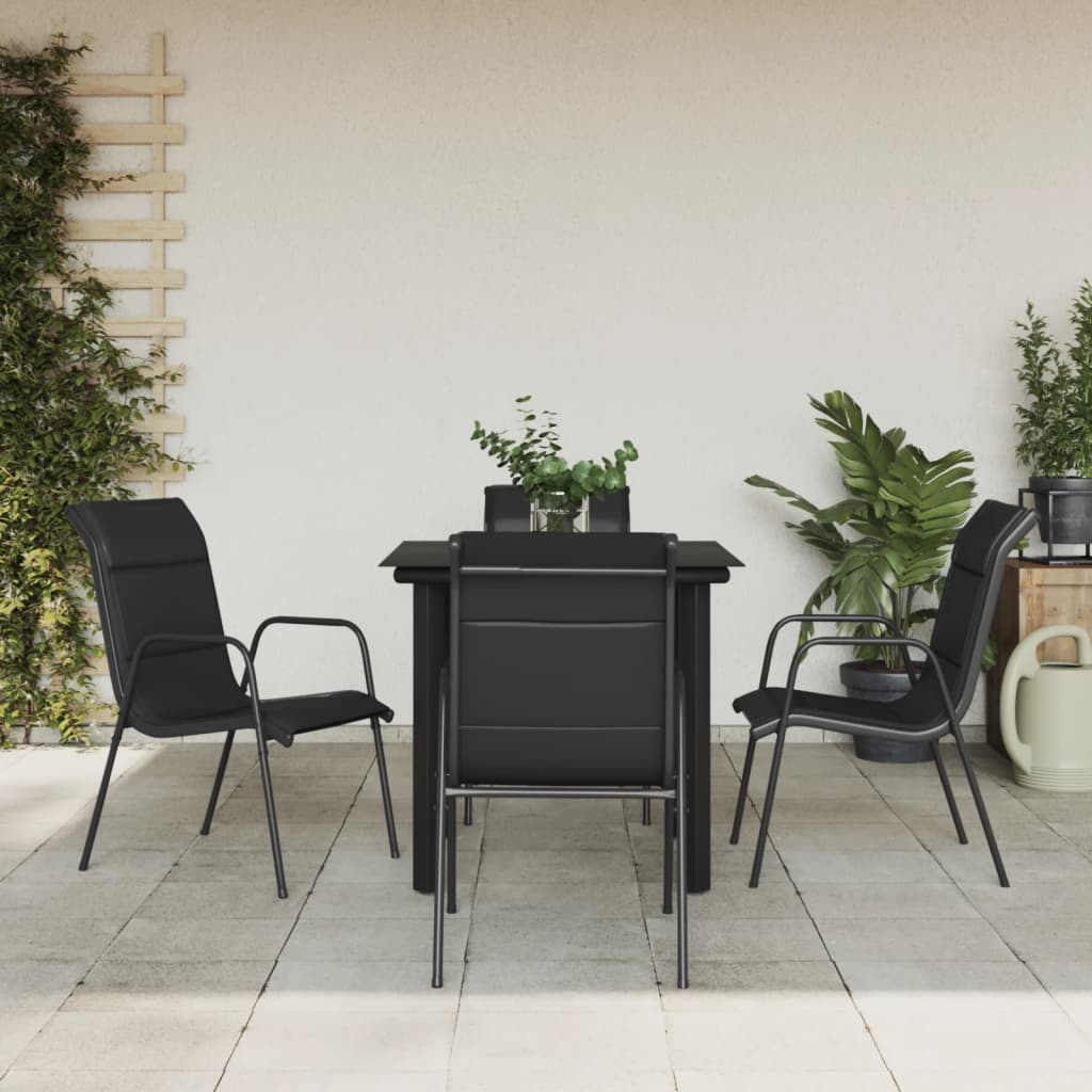 vidaXL 3-delige Tuinset textileen en staal zwart