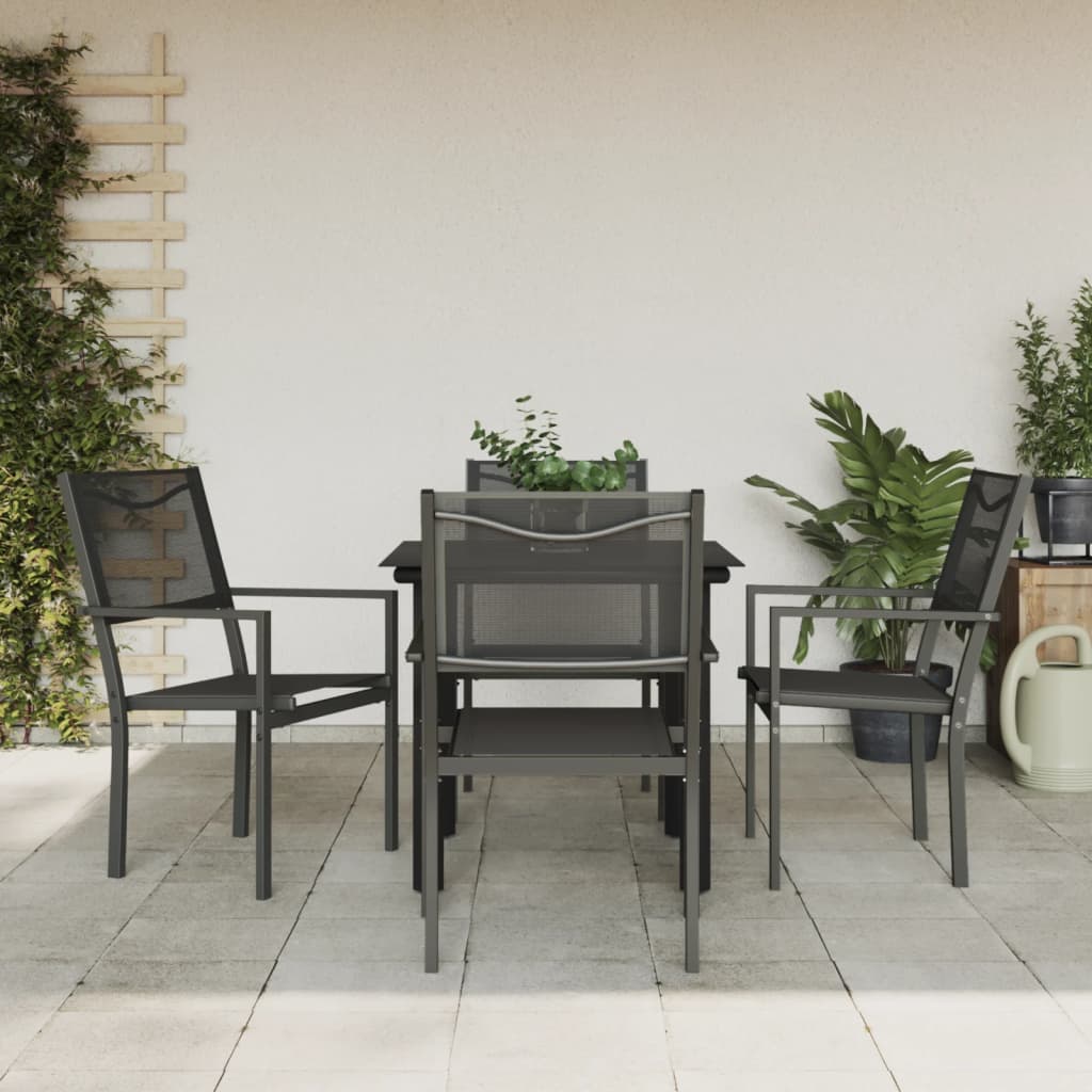 vidaXL 3-piece Garden Lounge Set Textilene and Steel Black