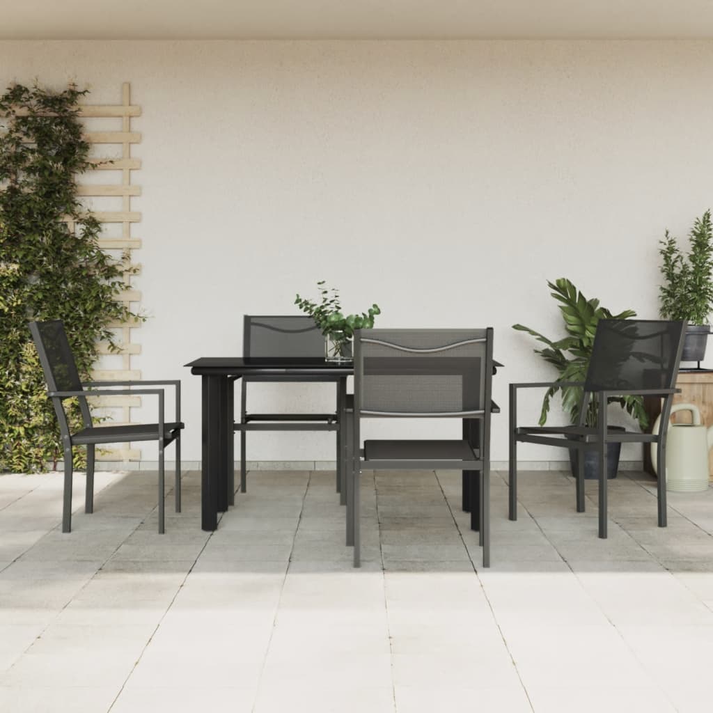 vidaXL 3-piece Garden Lounge Set Textilene and Steel Black