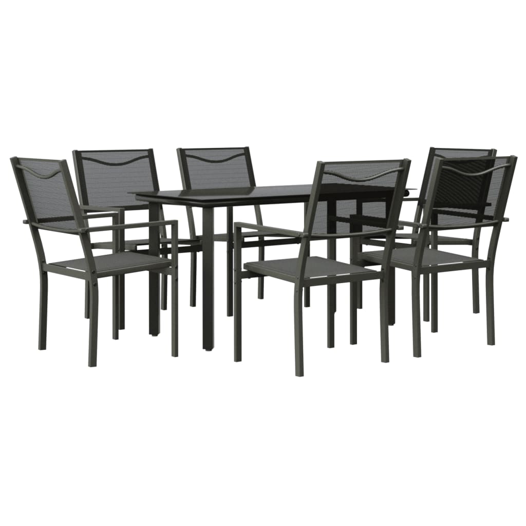vidaXL 3-piece Garden Lounge Set Textilene and Steel Black
