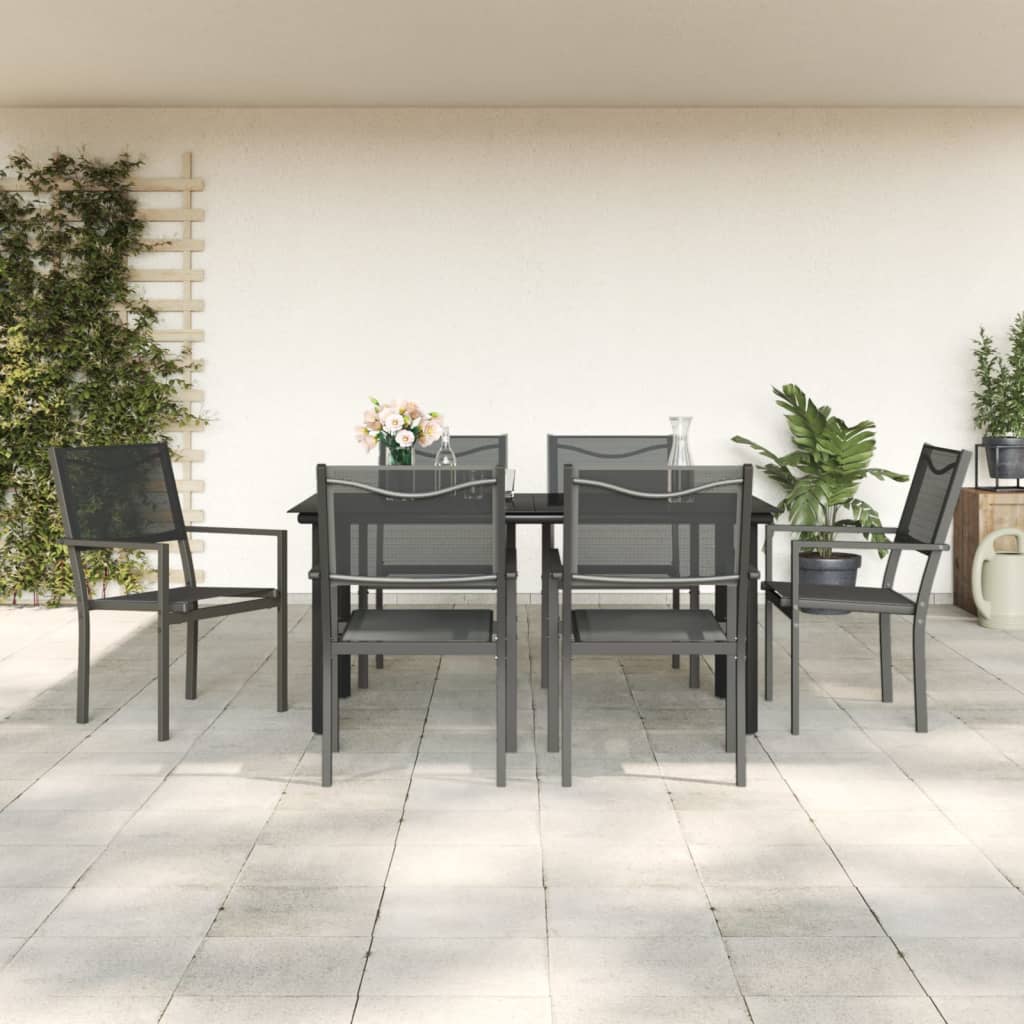 vidaXL 3-piece Garden Lounge Set Textilene and Steel Black