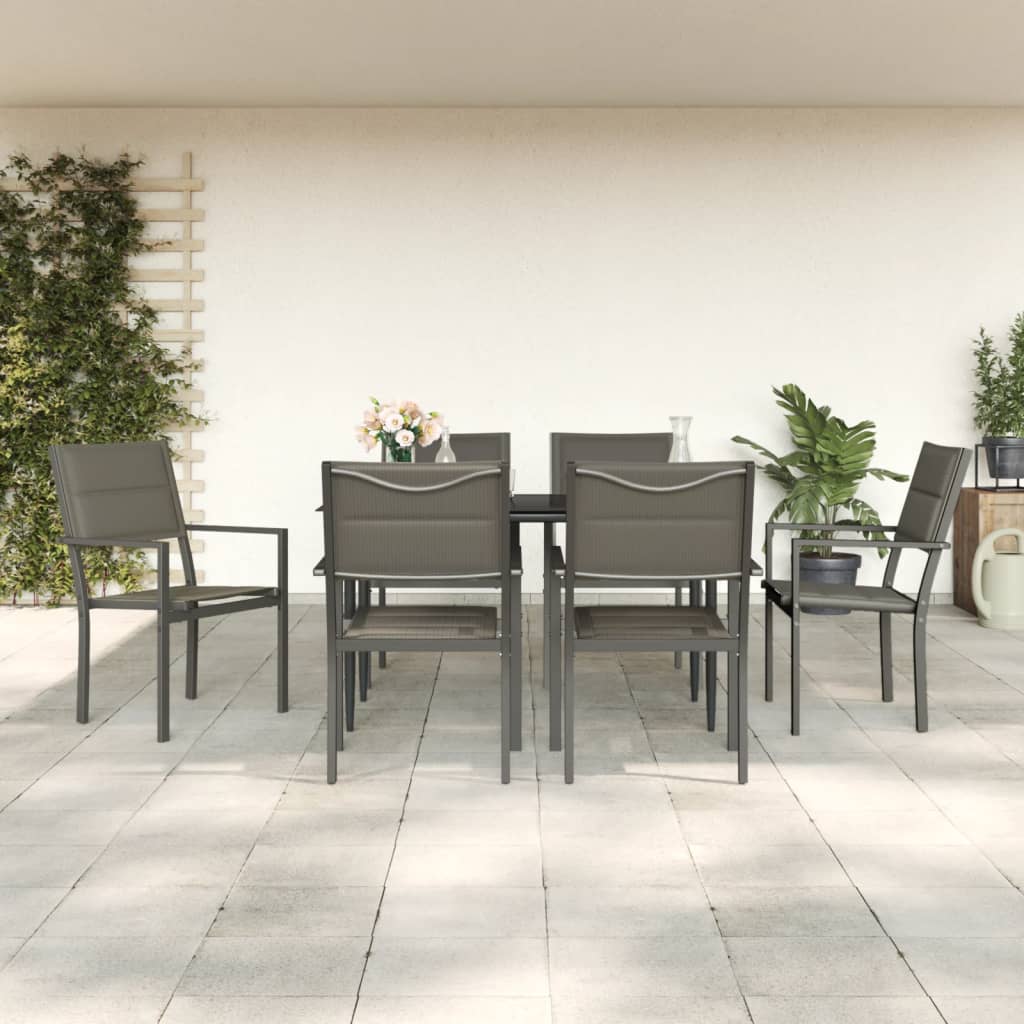 vidaXL 3-delige Tuinset textileen en staal zwart