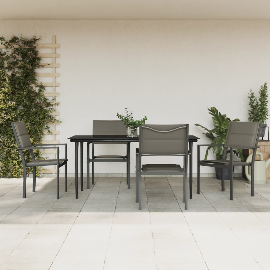 vidaXL 3-delige Tuinset textileen en staal zwart