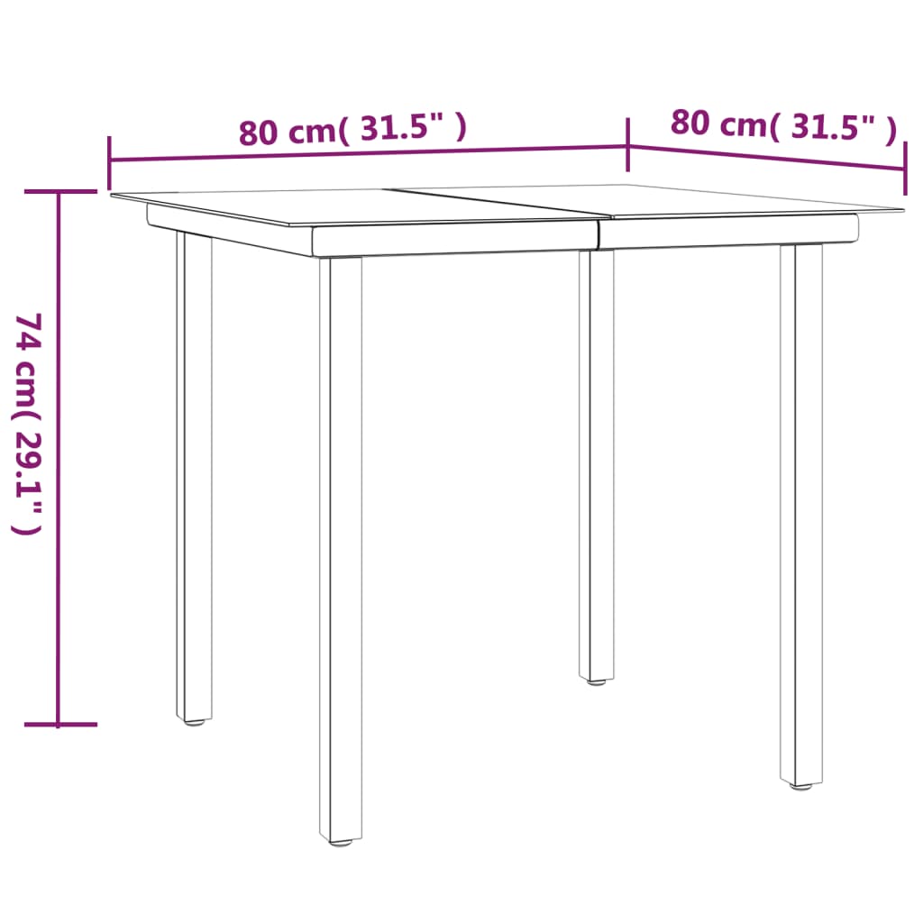 vidaXL 3-Piece Garden Dining Set Textilene and Steel Black