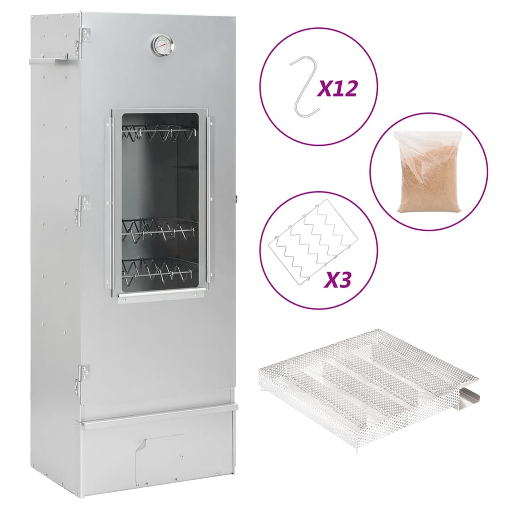 vidaXL BBQ-rookoven met koude rookgenerator gegalvaniseerd staal