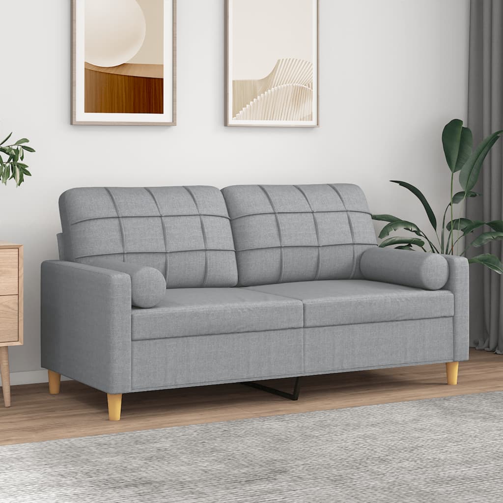 vidaXL Tweezitsbank met sierkussens 120 cm stof lichtgrijs