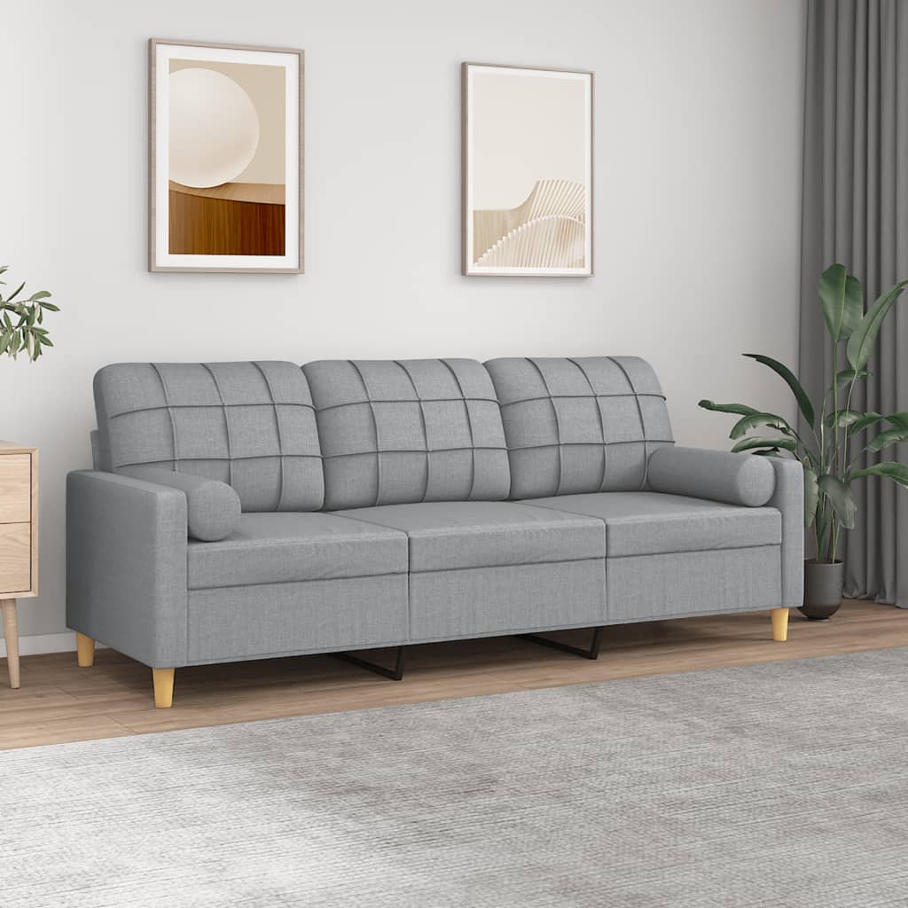 vidaXL Tweezitsbank met sierkussens 120 cm stof lichtgrijs