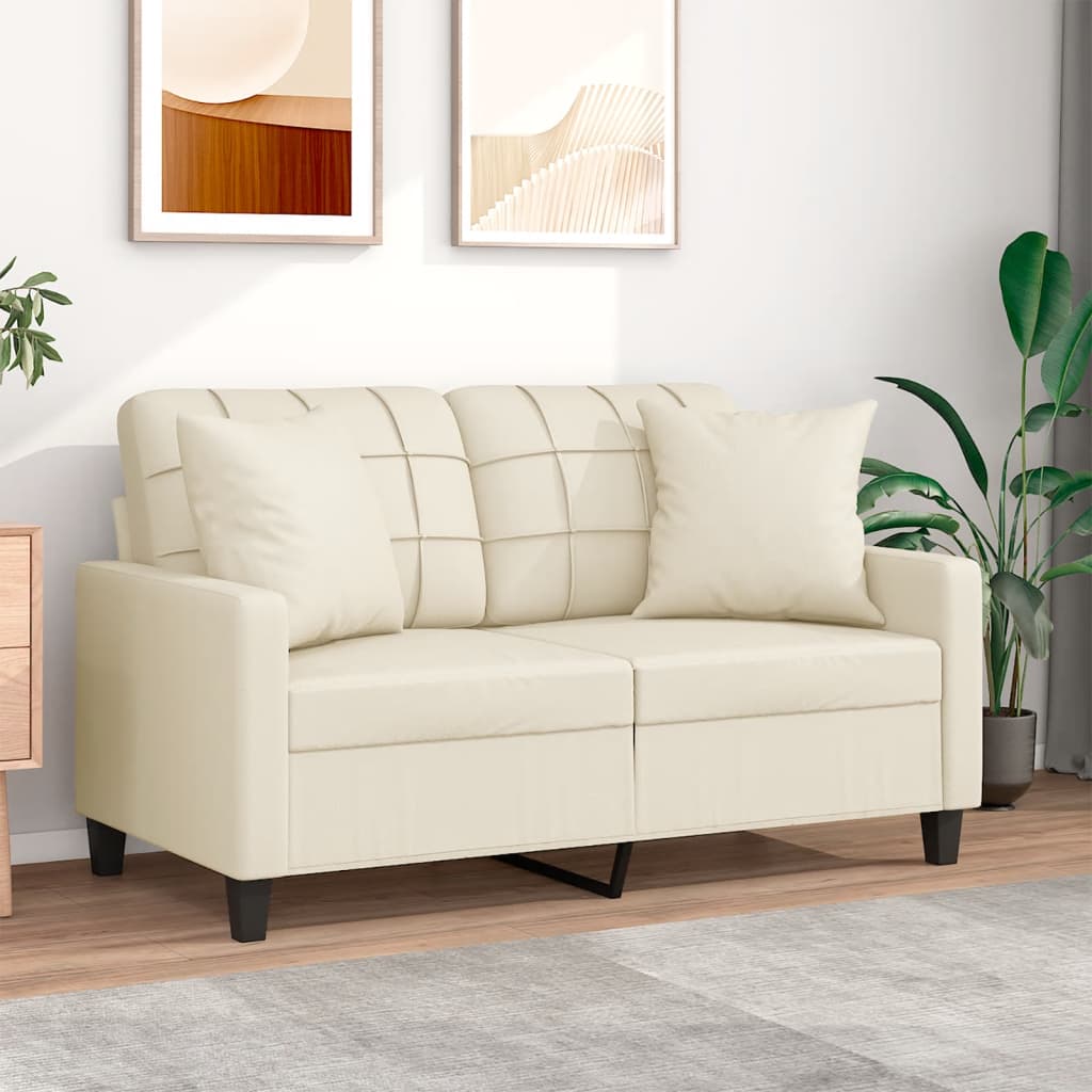 vidaXL Tweezitsbank met sierkussens 120 cm kunstleer zwart