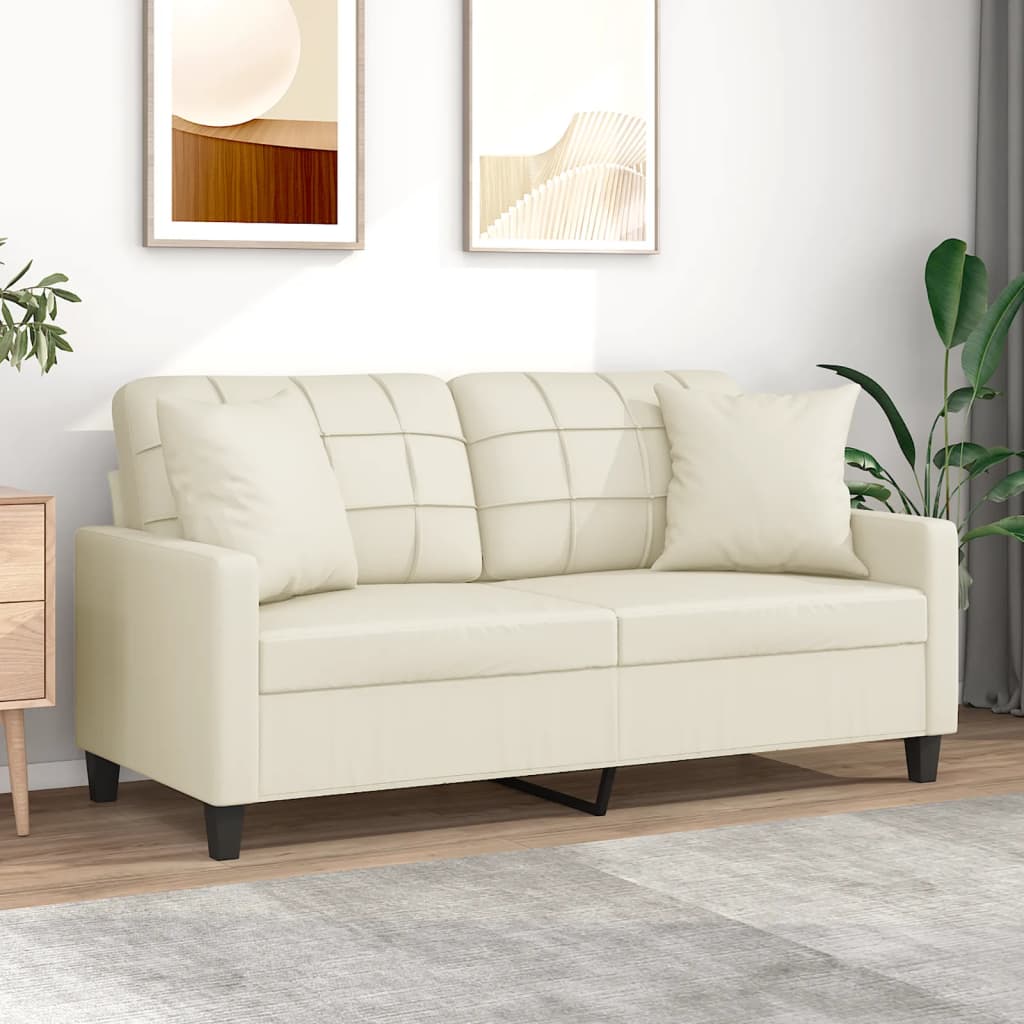 vidaXL Tweezitsbank met sierkussens 120 cm kunstleer zwart