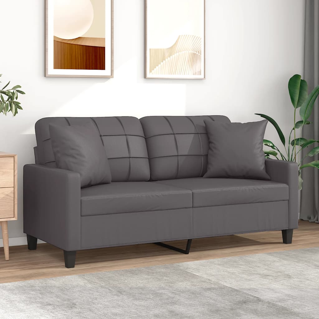 vidaXL Tweezitsbank met sierkussens 120 cm kunstleer zwart