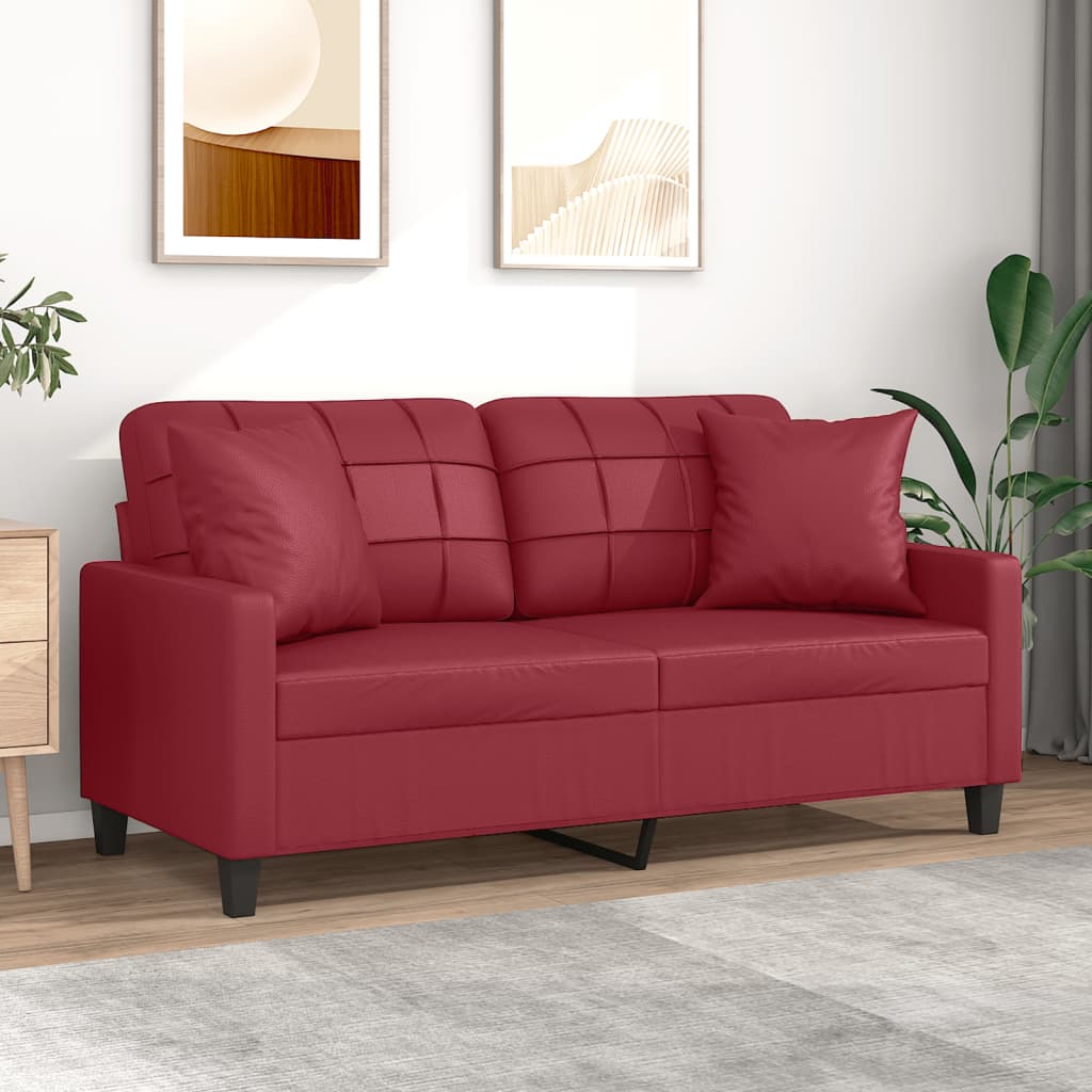 vidaXL Tweezitsbank met sierkussens 120 cm kunstleer zwart
