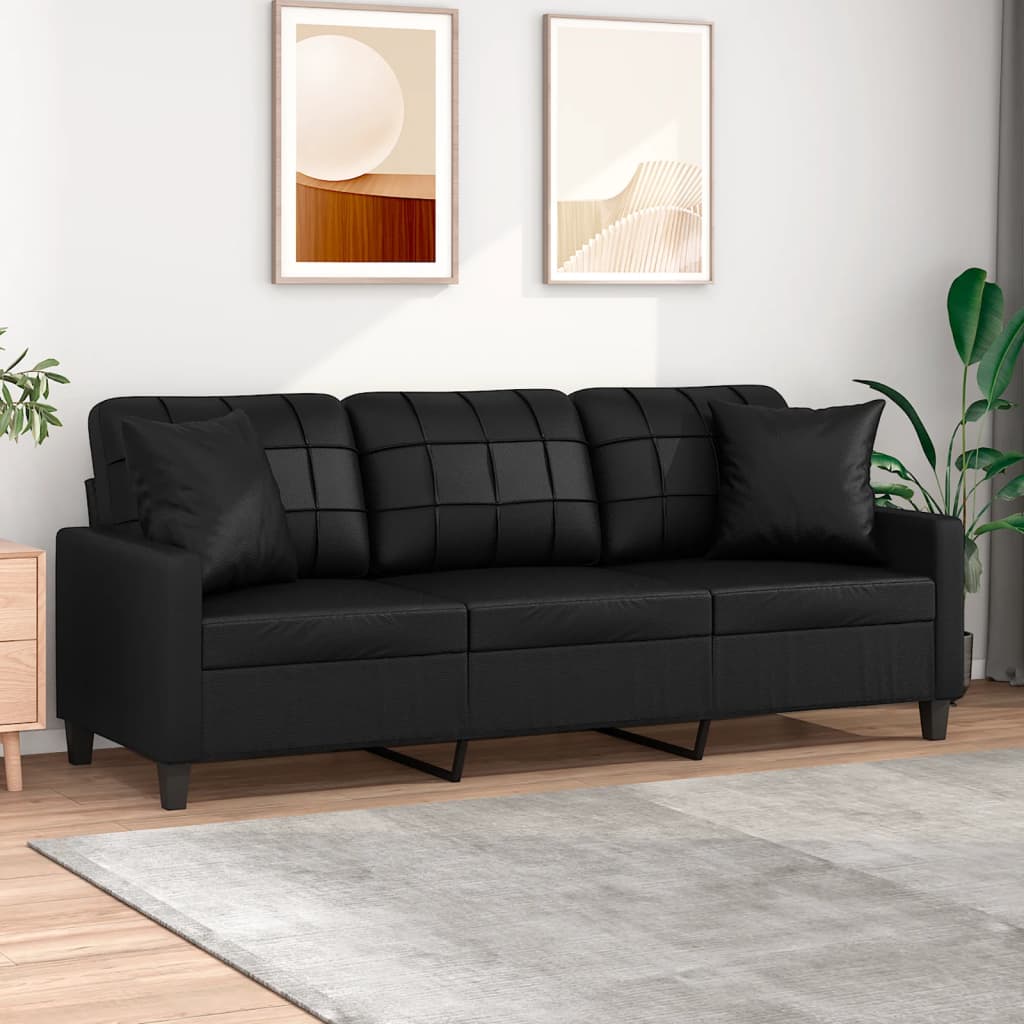 vidaXL Tweezitsbank met sierkussens 120 cm kunstleer zwart