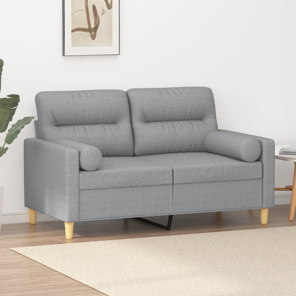 vidaXL Tweezitsbank met sierkussens 120 cm stof lichtgrijs