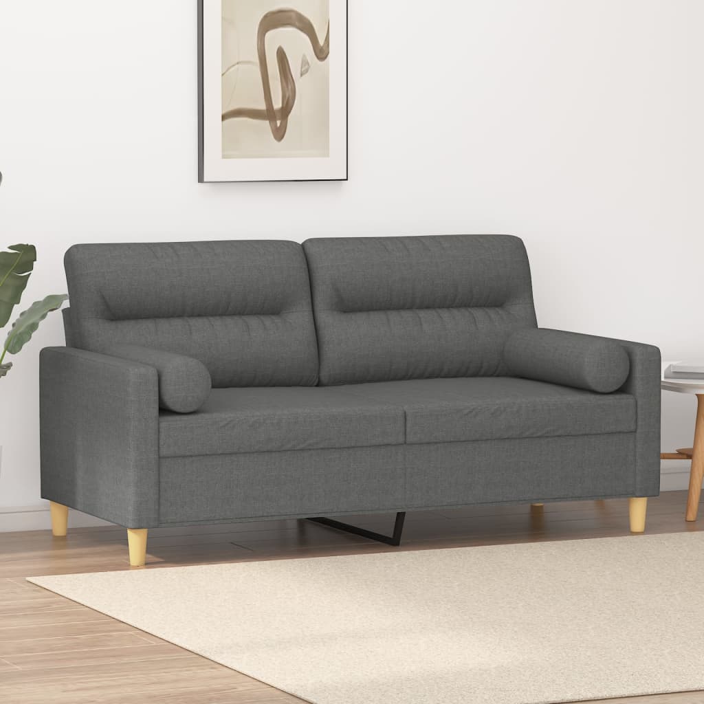 vidaXL Tweezitsbank met sierkussens 120 cm stof lichtgrijs