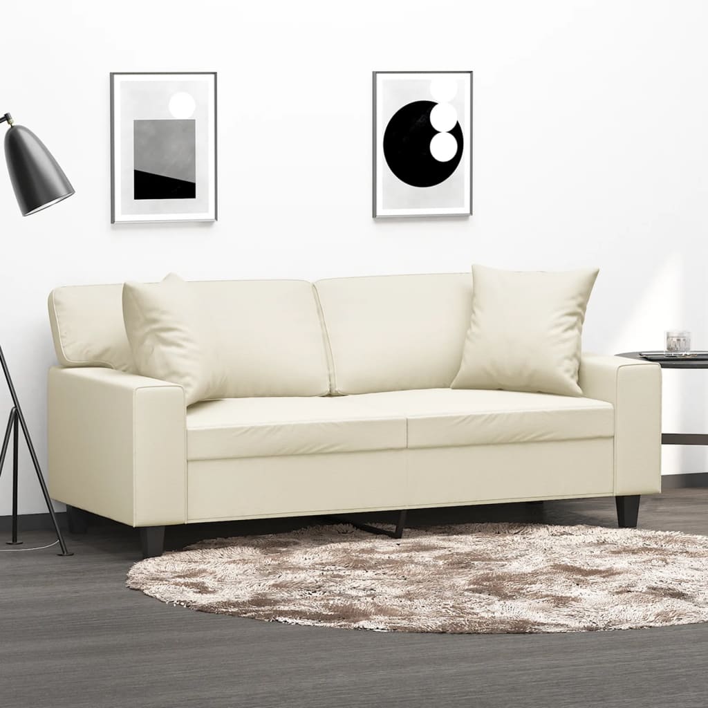 vidaXL Tweezitsbank met sierkussens 120 cm kunstleer zwart
