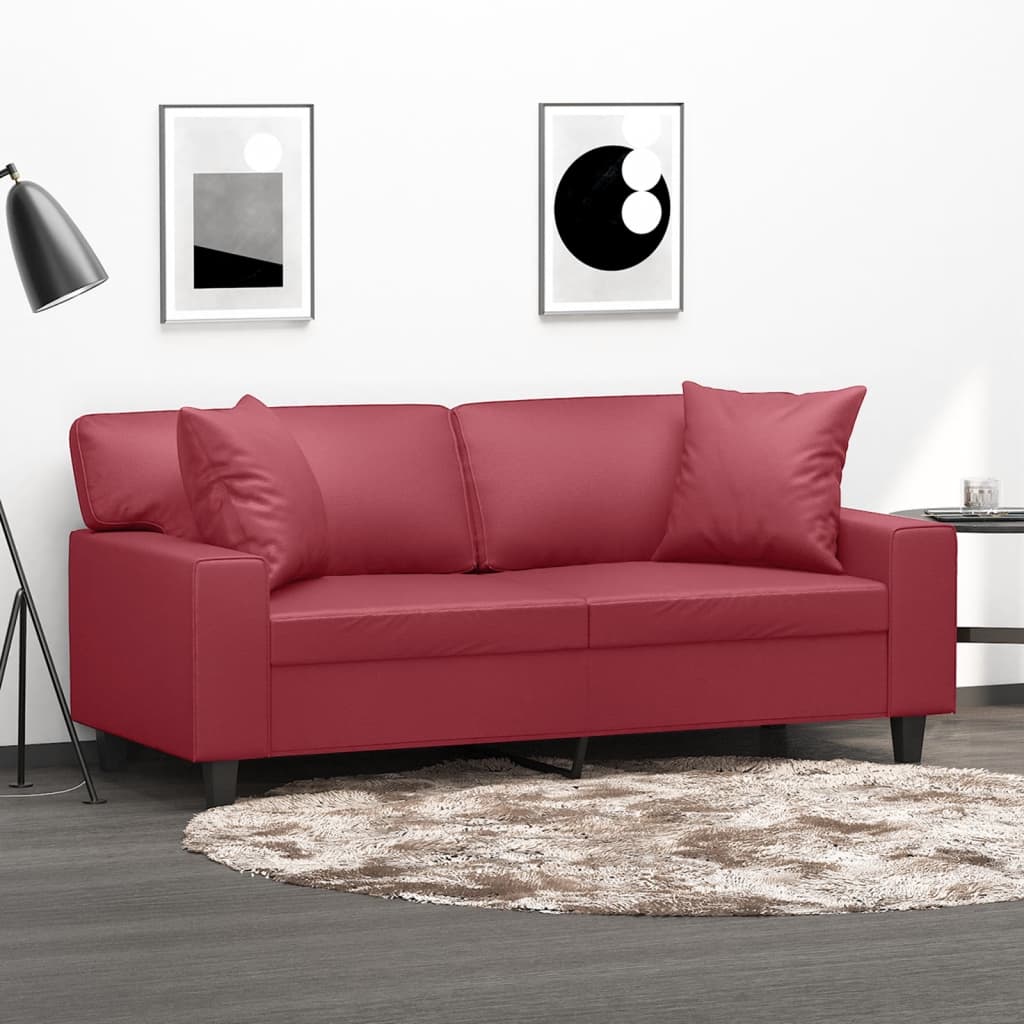 vidaXL Tweezitsbank met sierkussens 120 cm kunstleer zwart