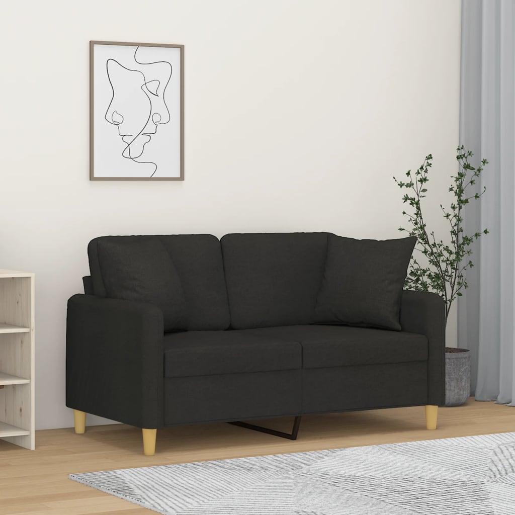 vidaXL Tweezitsbank met sierkussens 120 cm stof lichtgrijs