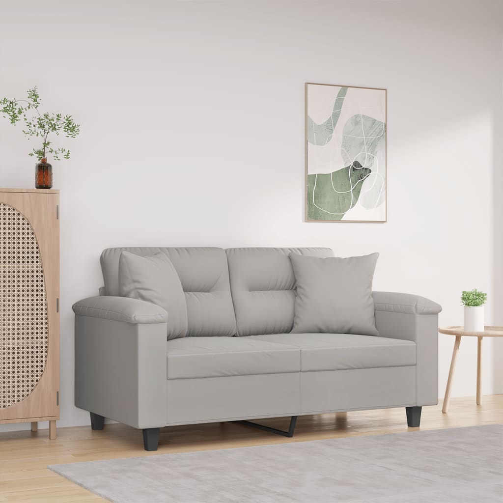 vidaXL Tweezitsbank met kussens 120 cm microvezelstof taupe