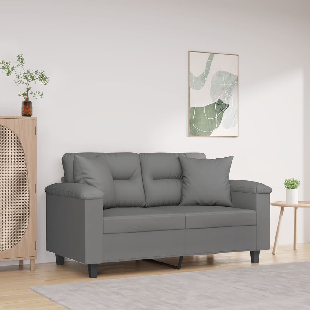 vidaXL Tweezitsbank met kussens 120 cm microvezelstof taupe