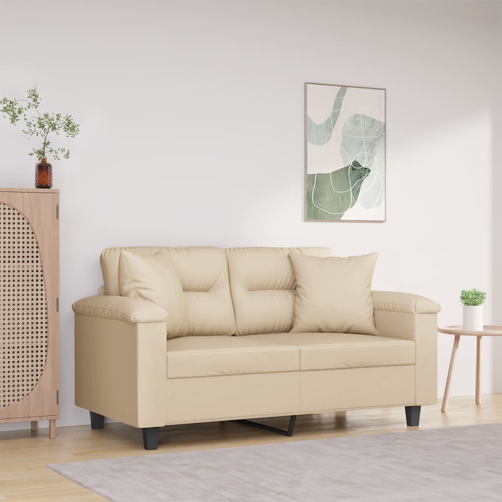 vidaXL Tweezitsbank met kussens 120 cm microvezelstof taupe