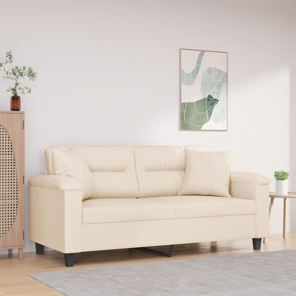 vidaXL Tweezitsbank met kussens 120 cm microvezelstof taupe