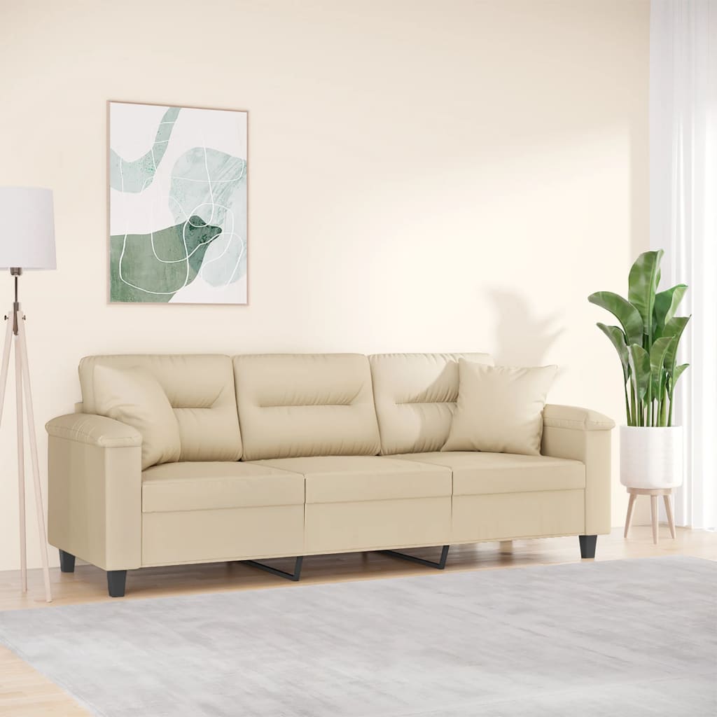 vidaXL Tweezitsbank met kussens 120 cm microvezelstof taupe