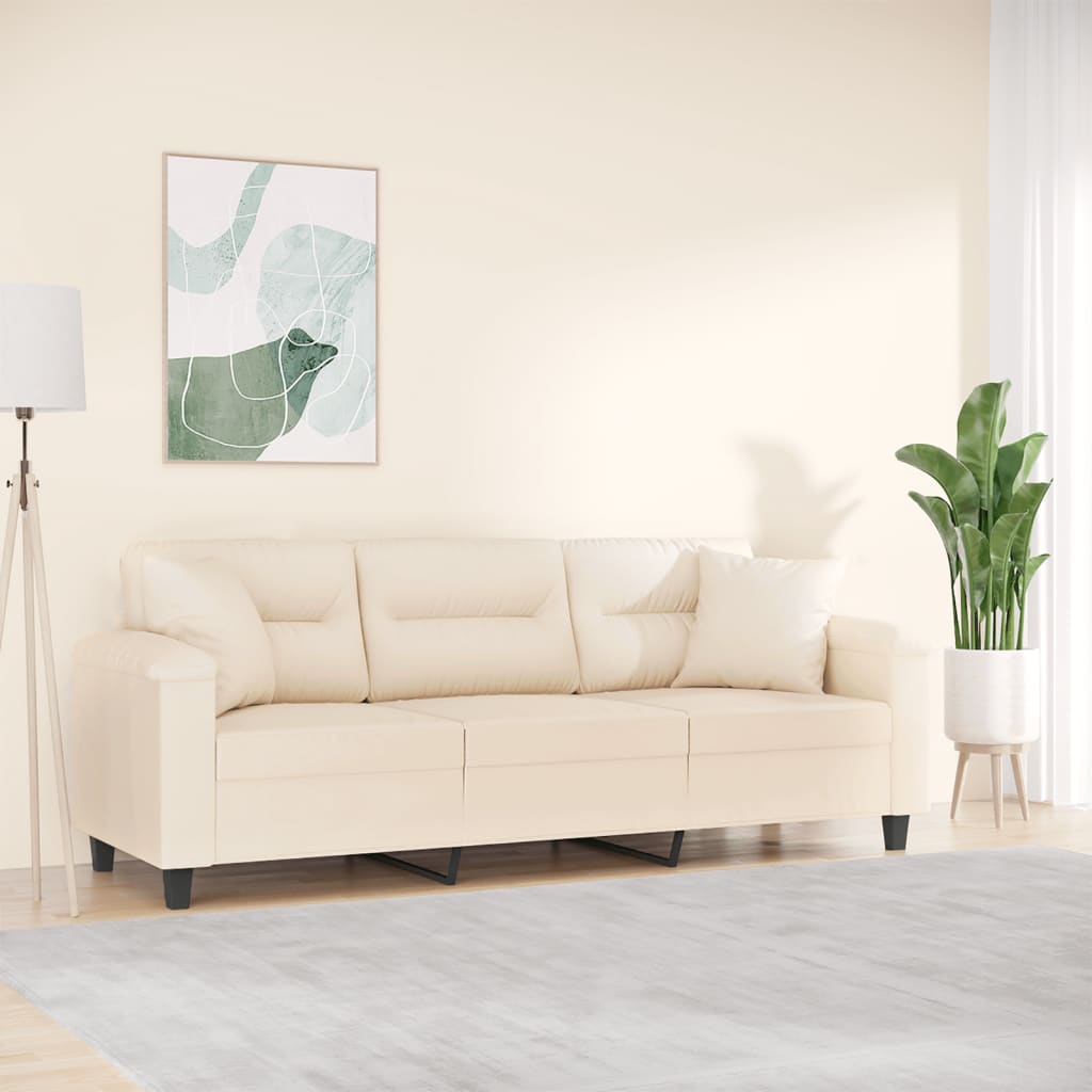 vidaXL Tweezitsbank met kussens 120 cm microvezelstof taupe