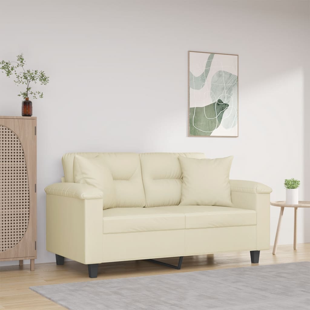 vidaXL Tweezitsbank met sierkussens 120 cm kunstleer zwart