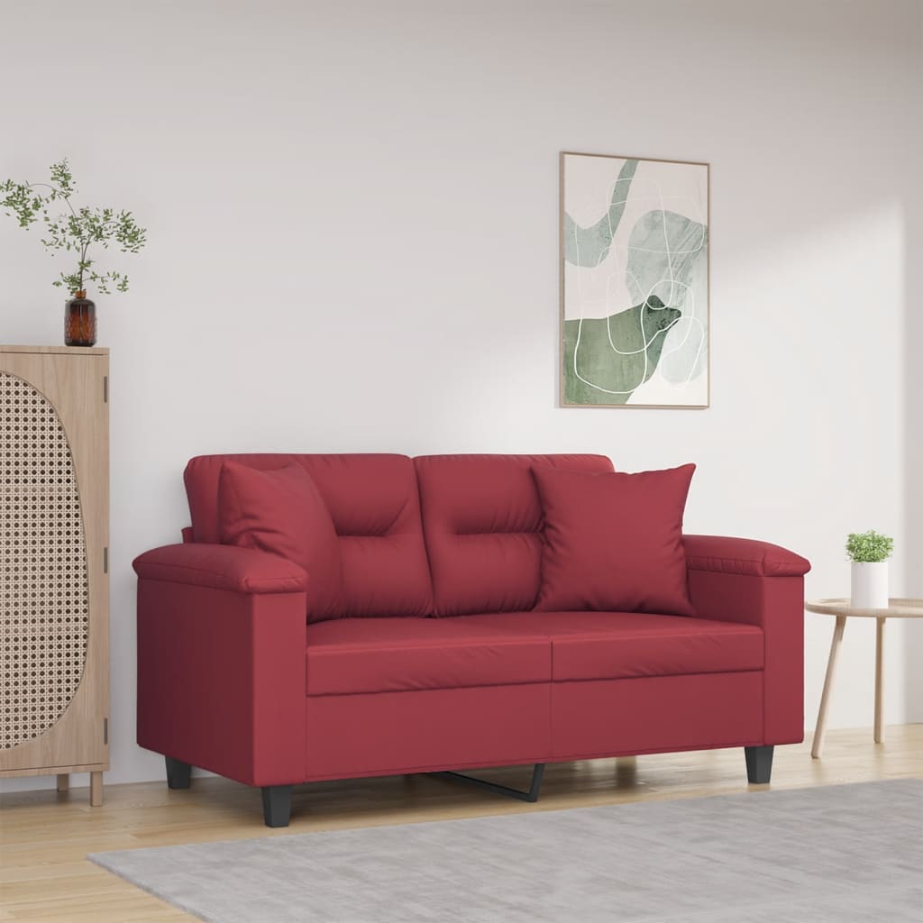 vidaXL Tweezitsbank met sierkussens 120 cm kunstleer zwart