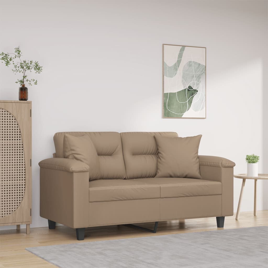 vidaXL Tweezitsbank met sierkussens 120 cm kunstleer zwart