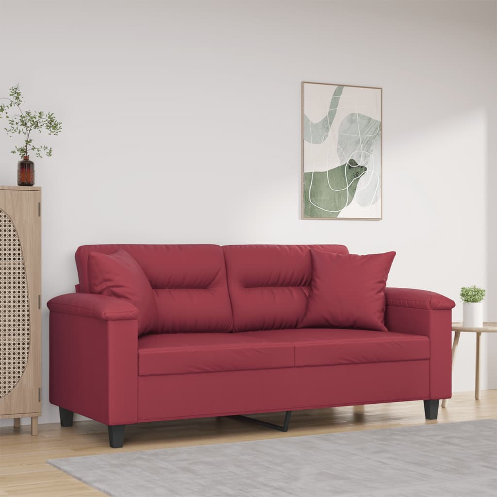 vidaXL Tweezitsbank met sierkussens 120 cm kunstleer zwart