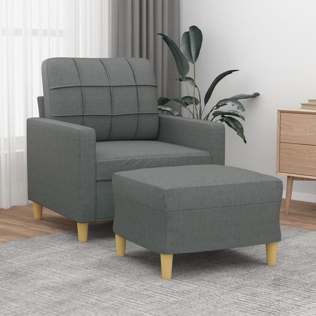vidaXL Fauteuil met voetenbank 60 cm stof lichtgrijs